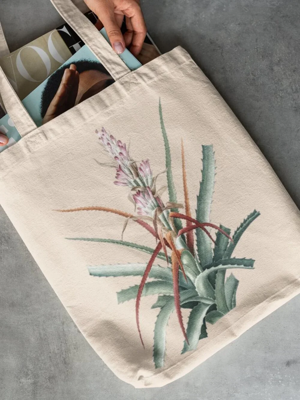 Piñuela Vintage Floral Print Graphic Canvas Tote Bag